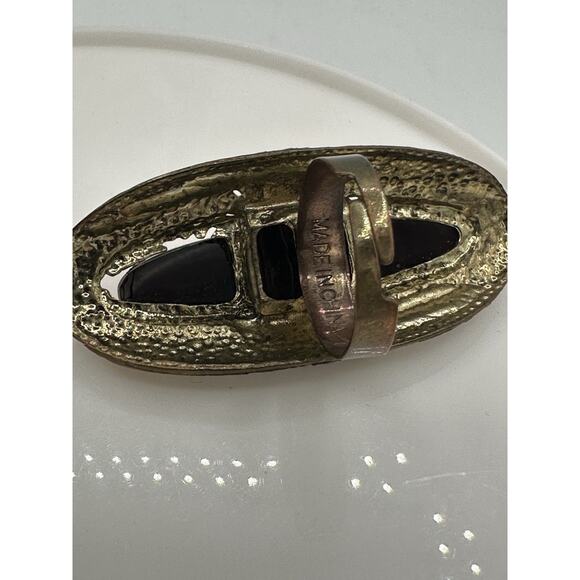 Vintage Gold Tone Adjustable Rings Agate Orange Excellent Made In China - Picture 6 of 7